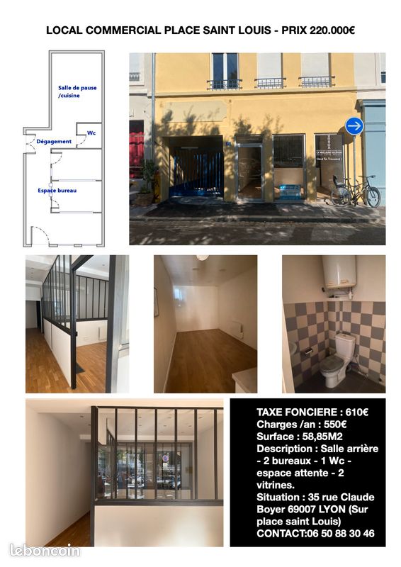 Local commercial 3 pièces 58 m² · à Lyon · 58 m² · 220 000 €