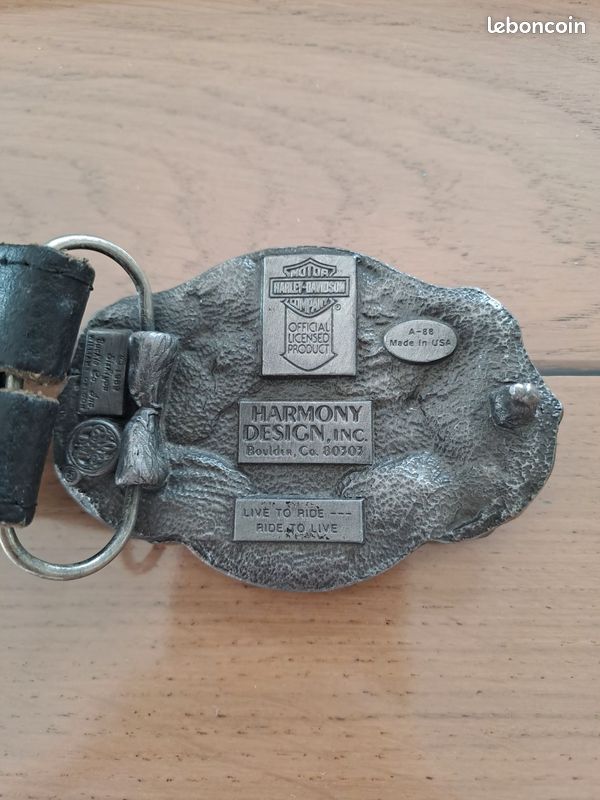 Boucle De Ceinture Harley-Davidson H415 - Made In USA, Argentée, Parfait état