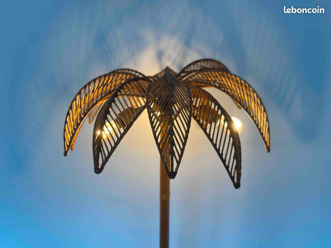 Lampadaire palmier en rotin (image 4)