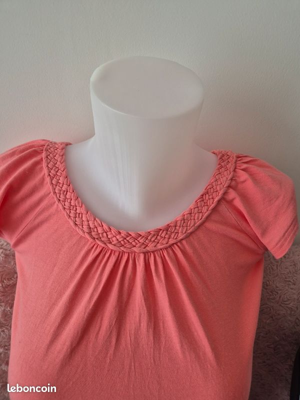 Tee-shirt 👕 femme. H&M. T : XS. Corail (image 2)