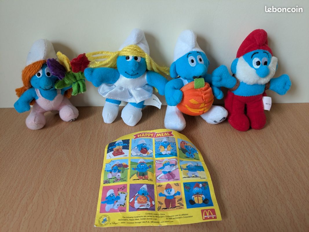 Série Complète Schtroumpfs McDonald's UK – Peluches En Boîte + Livres – 2023 – Collection