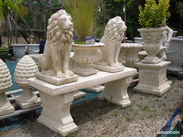 STATUES LIONS divers ,BANC en pierre