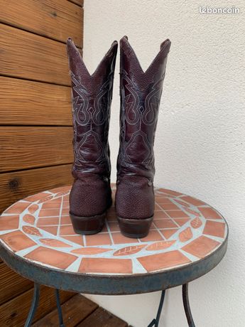 Bottes santiags ol gringo marron / galuchat cuir