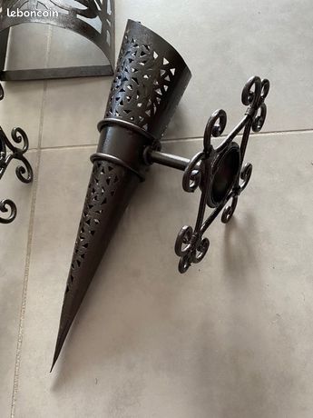 applique murale Marocaine torche fer forgé 58 cm lampe
