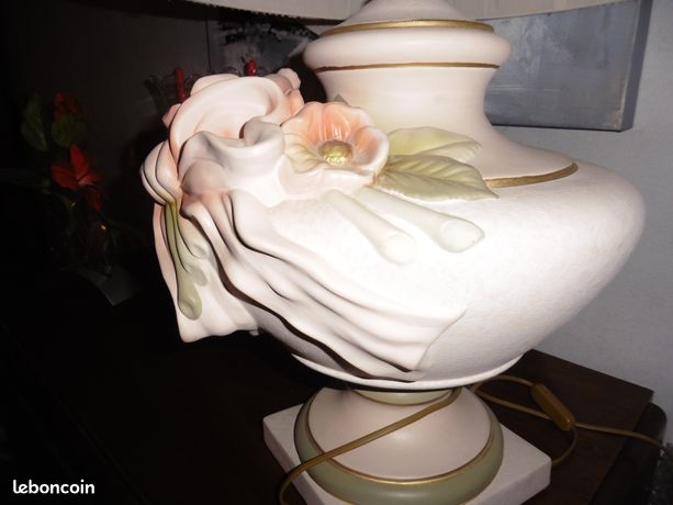 Lampe sur pied en céramique avec abat jour