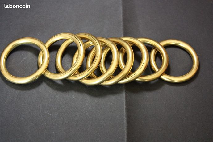 Anneaux laitons diamètre 55 mm pour barre à rideaux (lot de 8)