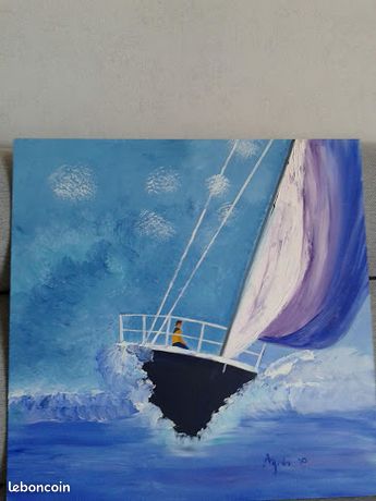 Peinture sur bois Neige sur L océan