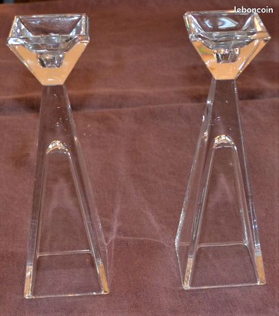 2 bougeoirs en cristal